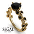 Hers 2 Carat Black Diamond Engagement Ring Leaves All Around - Sydney 2ct No. 37